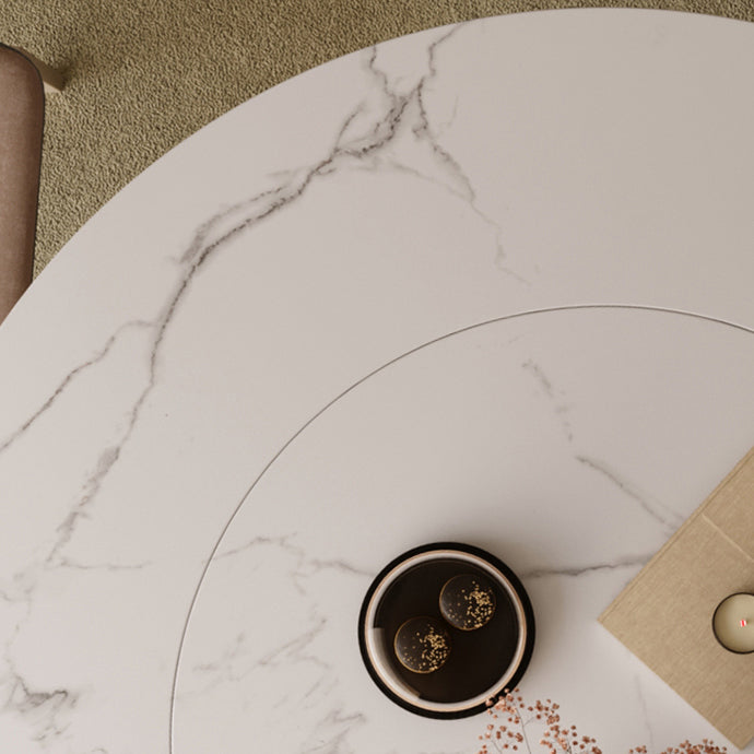 Traditional Luxury Round Table Stone Top Gold Base Dining Table Clearhalo 'Dining Tables & Seating' 'Dining Tables' 'dining_table' 'furn' 'furn_dining_table' 'Furniture' 'Kitchen & Dining Furniture' 5767292