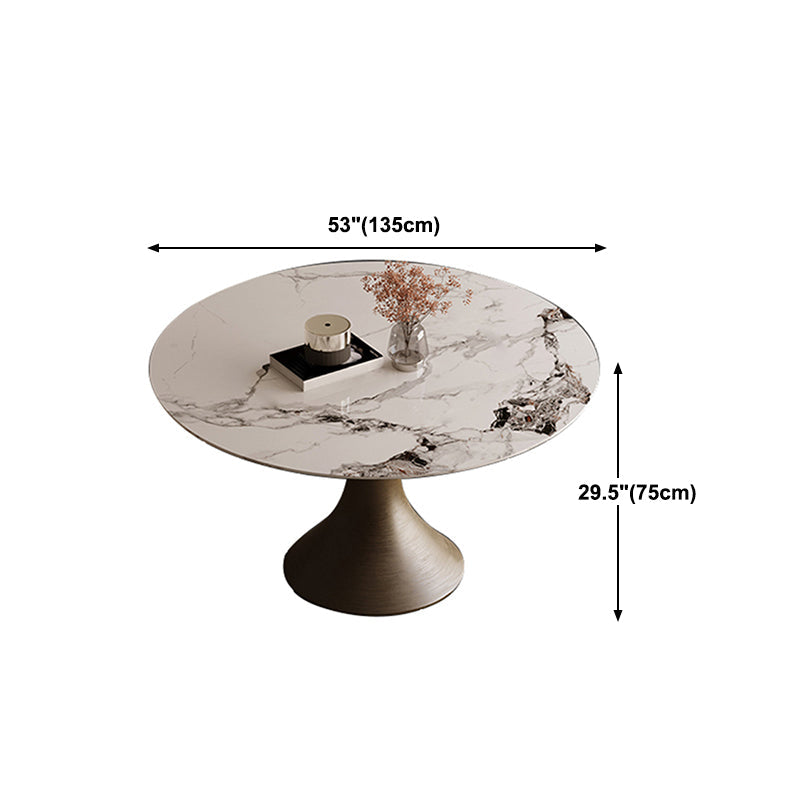 Traditional Luxury Round Table Stone Top Gold Base Dining Table Clearhalo 'Dining Tables & Seating' 'Dining Tables' 'dining_table' 'furn' 'furn_dining_table' 'Furniture' 'Kitchen & Dining Furniture' 5767298