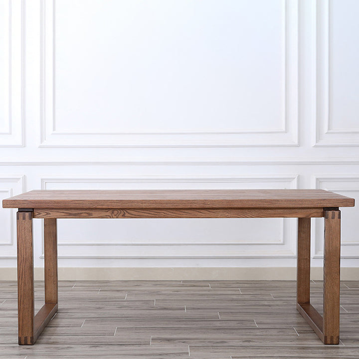 Rectangle Dining Table Solid Wood Contemporary Style Brown Dinner Table for Home Kitchen