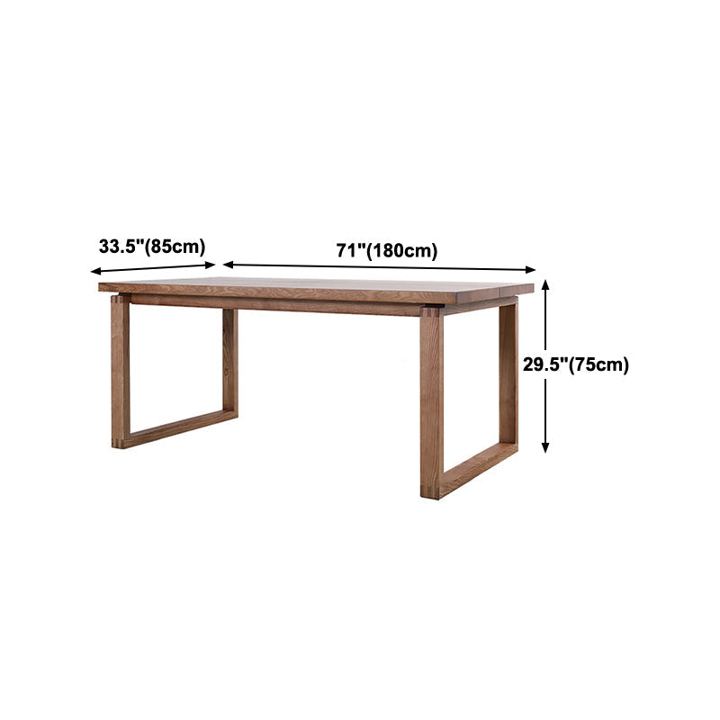 Rectangle Dining Table Solid Wood Contemporary Style Brown Dinner Table for Home Kitchen