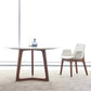 Solid Wood Sled Base Table Modern Round Dining Site Table with Stone Top