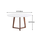 Solid Wood Sled Base Table Modern Round Dining Site Table with Stone Top