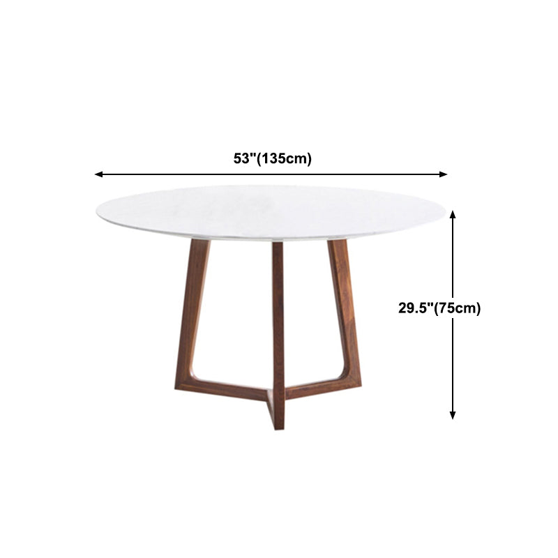 Solid Wood Sled Base Table Modern Round Dining Site Table with Stone Top