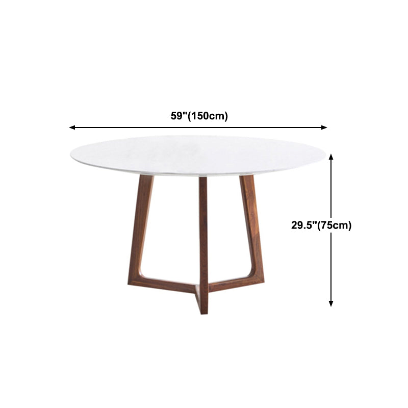 Solid Wood Sled Base Table Modern Round Dining Site Table with Stone Top