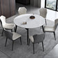 Modern Wood Base Dining Table Round Extendable 4 Legs Dining Table