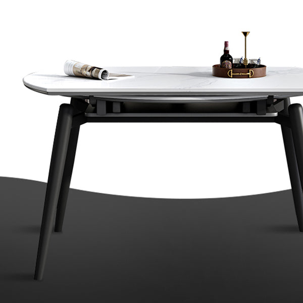 Modern Wood Base Dining Table Round Extendable 4 Legs Dining Table