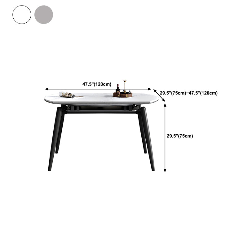 Modern Wood Base Dining Table Round Extendable 4 Legs Dining Table