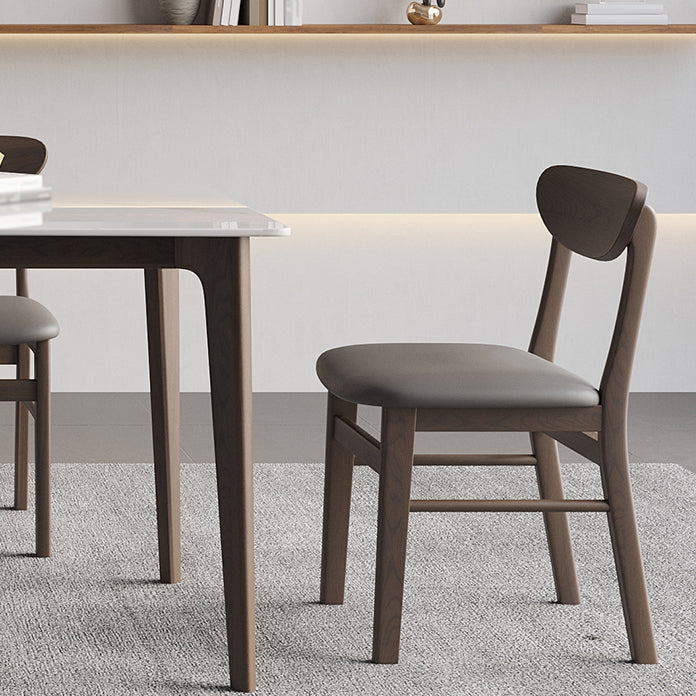 4 Legs Wood Dining Table Mid-century Modern Style Rectangle White Stone Top Dining Table Clearhalo 'Dining Tables & Seating' 'Dining Tables' 'dining_table' 'furn' 'furn_dining_table' 'Furniture' 'Kitchen & Dining Furniture' 5767383