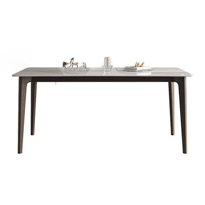 4 Legs Wood Dining Table Mid-century Modern Style Rectangle White Stone Top Dining Table Without Chairs Clearhalo 'Dining Tables & Seating' 'Dining Tables' 'dining_table' 'furn' 'furn_dining_table' 'Furniture' 'Kitchen & Dining Furniture' 5767384