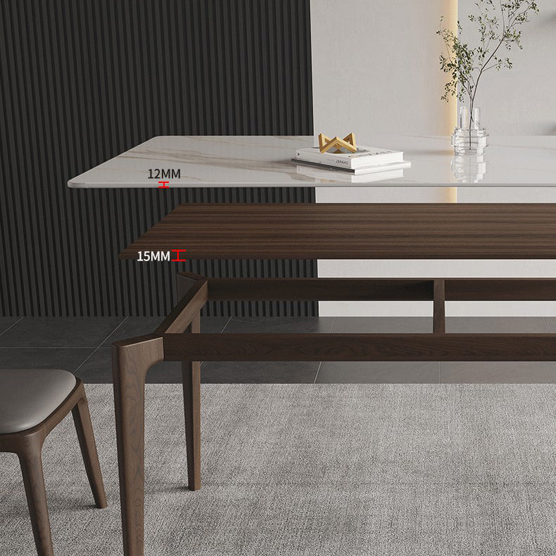 4 Legs Wood Dining Table Mid-century Modern Style Rectangle White Stone Top Dining Table Clearhalo 'Dining Tables & Seating' 'Dining Tables' 'dining_table' 'furn' 'furn_dining_table' 'Furniture' 'Kitchen & Dining Furniture' 5767386