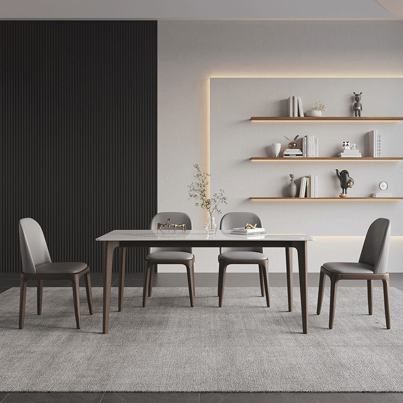 4 Legs Wood Dining Table Mid-century Modern Style Rectangle White Stone Top Dining Table Clearhalo 'Dining Tables & Seating' 'Dining Tables' 'dining_table' 'furn' 'furn_dining_table' 'Furniture' 'Kitchen & Dining Furniture' 5767388