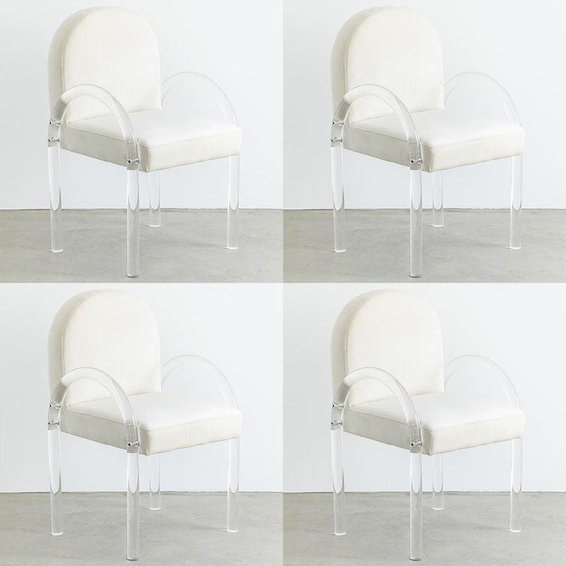 Velvet Matte Finish Dining Chair Designer Style Home Solid Back Arm Chair Off-White 4 Piece Set Clearhalo 'Dining Chairs' 'Dining Tables & Seating' 'dining_chair' 'furn' 'furn_dining_chair' 'Furniture' 'Kitchen & Dining Furniture' 5767430