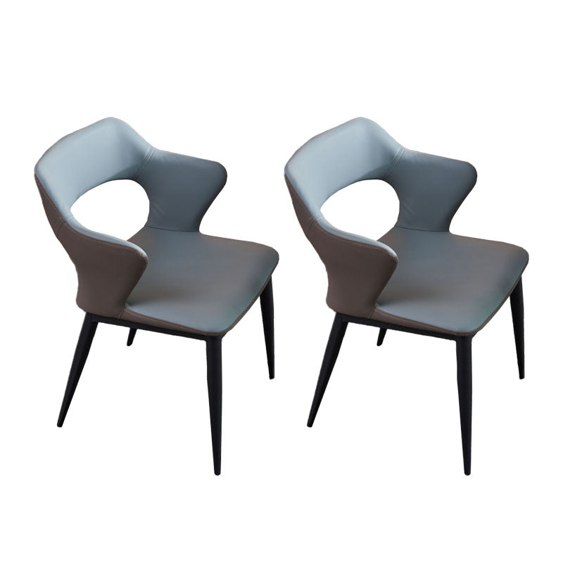 Silla lateral de cuero de falso industrial brazo abierto sillas laterales