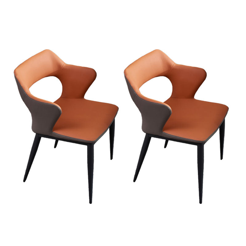 Silla lateral de cuero de falso industrial brazo abierto sillas laterales