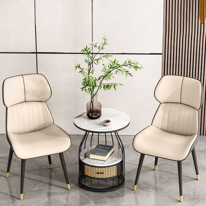 Scandinavian Wingback Arm Dining Chairs for Home Leather Dining Chairs