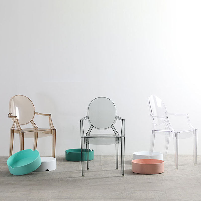 Plastic eetkamerstoel Scandinavische arm Open achterzijde stoelen voor thuis