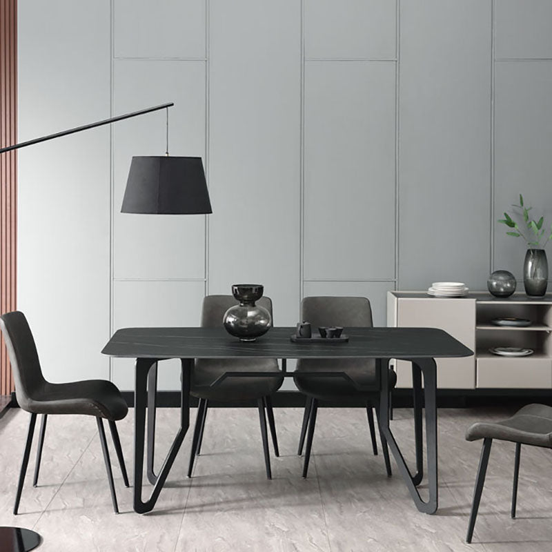 Industrial Solid Back Side Chairs PU Leather Dining Chairs for Home