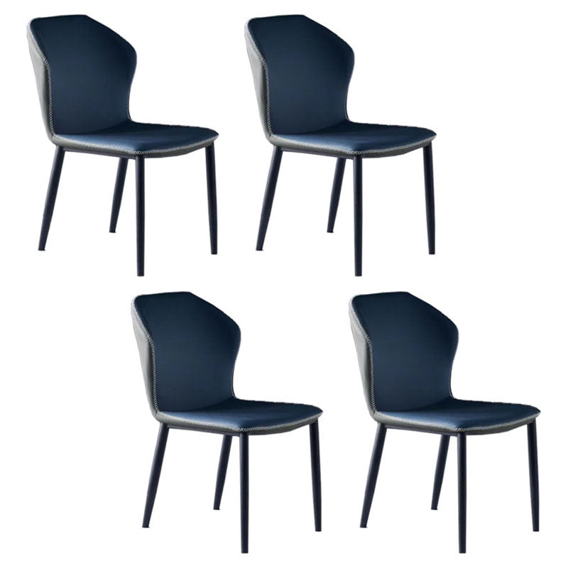 Industrial Faux Leather Dining Chairs Armless Wingback Parsons Chair