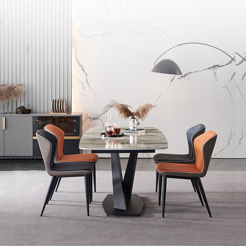 Industrial Faux Leather Dining Chairs Armless Wingback Parsons Chair