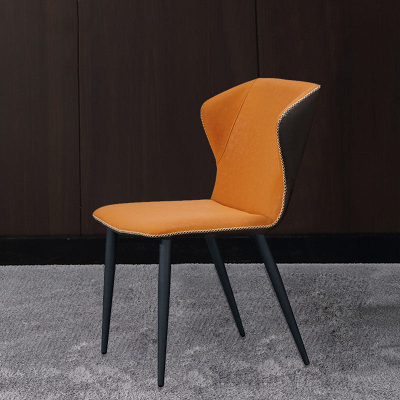 Industrial Faux Leather Dining Chairs Armless Wingback Parsons Chair