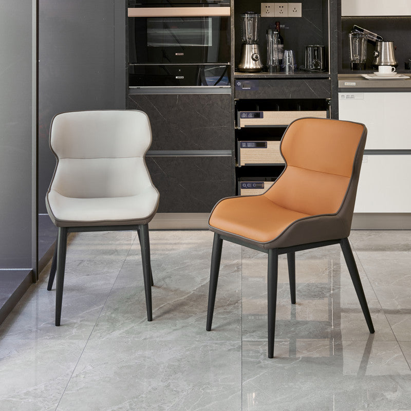 Arm Wingback Side Chair Industrial Style Faux Leather Dining Chairs