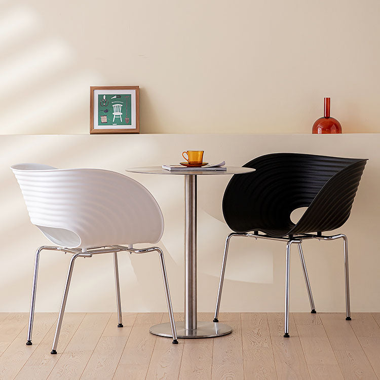 Sillas de brazo de silla de comedor contemporánea con patas de metal para cocina