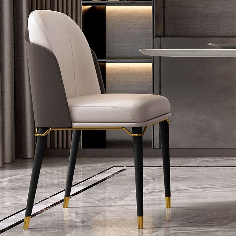 Scandinavian Style Leather Dining Chair for Home Armless Solid Back Chair White 1 Piece Clearhalo 'Dining Chairs' 'Dining Tables & Seating' 'dining_chair' 'furn' 'furn_dining_chair' 'Furniture' 'Kitchen & Dining Furniture' 5767842