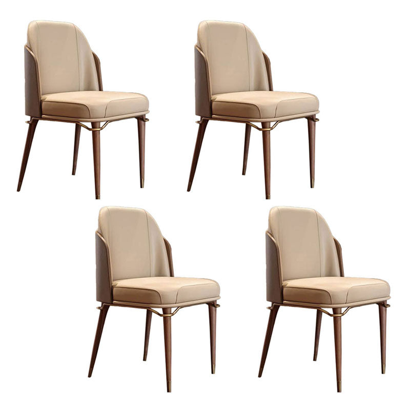 Scandinavian Style Leather Dining Chair for Home Armless Solid Back Chair Beige 4 Piece Set Clearhalo 'Dining Chairs' 'Dining Tables & Seating' 'dining_chair' 'furn' 'furn_dining_chair' 'Furniture' 'Kitchen & Dining Furniture' 5767844