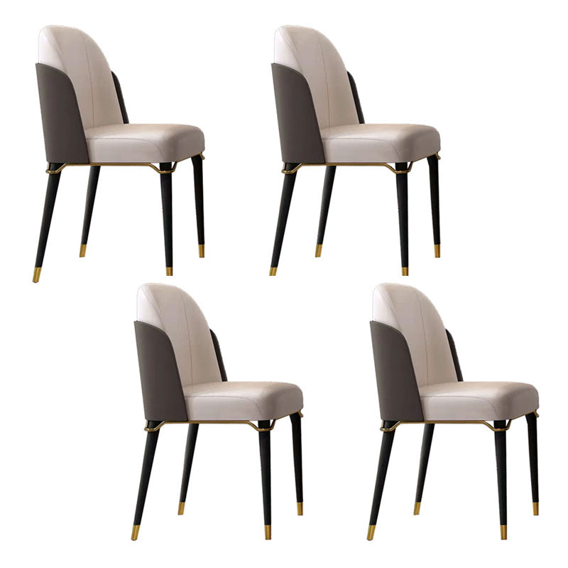Scandinavian Style Leather Dining Chair for Home Armless Solid Back Chair White 4 Piece Set Clearhalo 'Dining Chairs' 'Dining Tables & Seating' 'dining_chair' 'furn' 'furn_dining_chair' 'Furniture' 'Kitchen & Dining Furniture' 5767848
