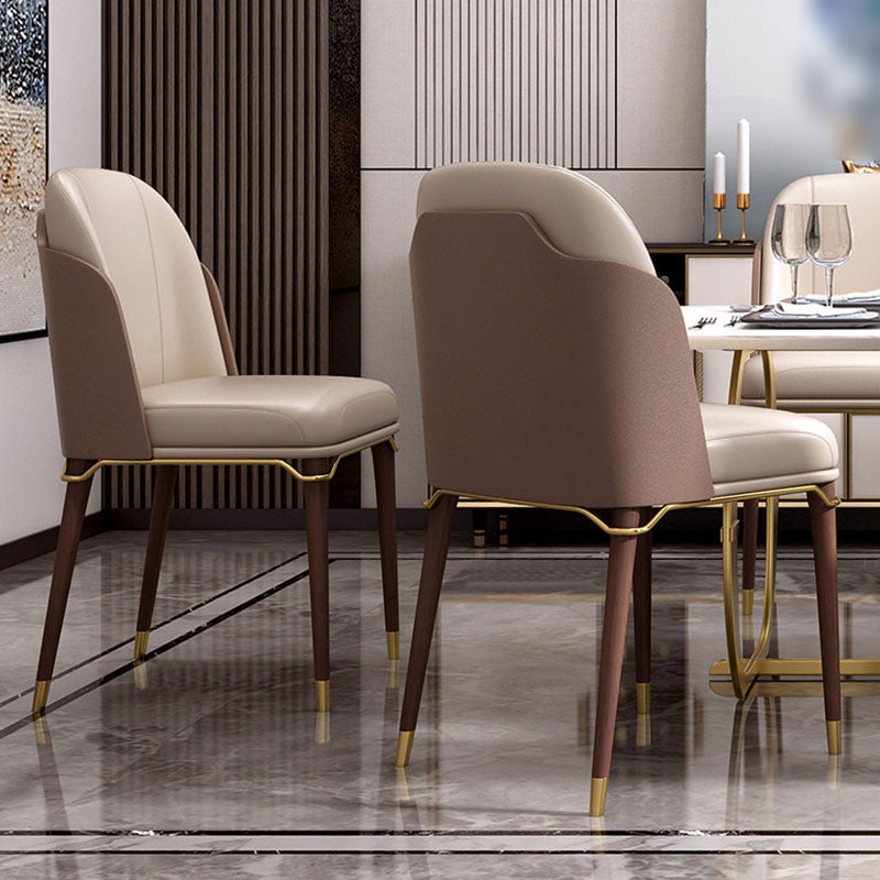 Scandinavian Style Leather Dining Chair for Home Armless Solid Back Chair Clearhalo 'Dining Chairs' 'Dining Tables & Seating' 'dining_chair' 'furn' 'furn_dining_chair' 'Furniture' 'Kitchen & Dining Furniture' 5767849