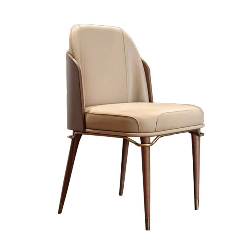 Scandinavian Style Leather Dining Chair for Home Armless Solid Back Chair Beige 1 Piece Clearhalo 'Dining Chairs' 'Dining Tables & Seating' 'dining_chair' 'furn' 'furn_dining_chair' 'Furniture' 'Kitchen & Dining Furniture' 5767850