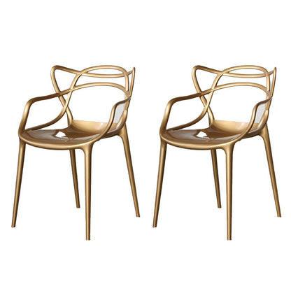 Scandinavian Style Open Back Side Chair for Home Plastic Side Chair Brass Gold 2 Piece Set Clearhalo 'Dining Chairs' 'Dining Tables & Seating' 'dining_chair' 'furn' 'furn_dining_chair' 'Furniture' 'Kitchen & Dining Furniture' 5767859