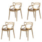 Scandinavian Style Open Back Side Chair for Home Plastic Side Chair Brass Gold 4 Piece Set Clearhalo 'Dining Chairs' 'Dining Tables & Seating' 'dining_chair' 'furn' 'furn_dining_chair' 'Furniture' 'Kitchen & Dining Furniture' 5767860