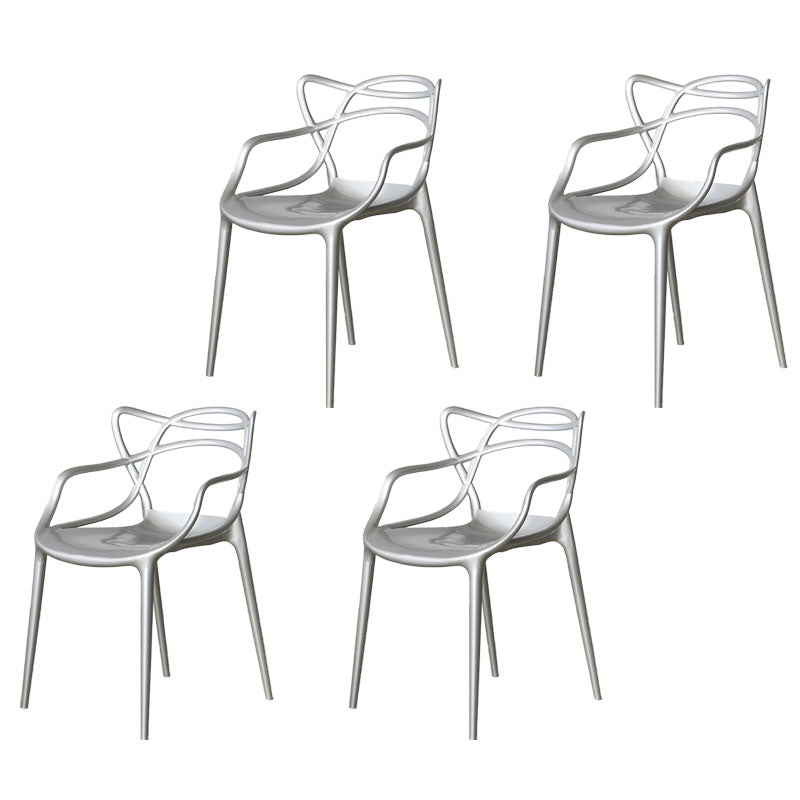 Scandinavian Style Open Back Side Chair for Home Plastic Side Chair Silver 4 Piece Set Clearhalo 'Dining Chairs' 'Dining Tables & Seating' 'dining_chair' 'furn' 'furn_dining_chair' 'Furniture' 'Kitchen & Dining Furniture' 5767864