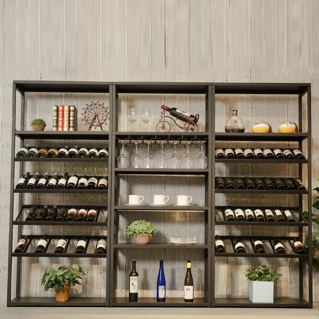 Moderne vloerwijnfles en glazen rek metalen wijnrek met plank