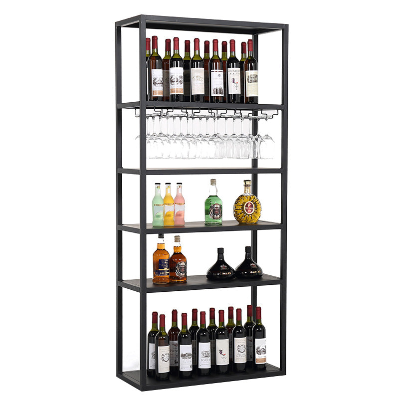 Bouteille de vin de sol moderne et rack en verre en métal rack de vin avec étagère