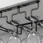 Contemporary Metal Wine Glass Rack Hanging Glass & Stemware Holder in Black