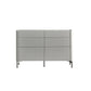 6-Drawer Engineered Wood Sideboard Modern Grey Buffet with Stone for Living Room