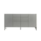 6-Drawer Engineered Wood Sideboard Modern Grey Buffet with Stone for Living Room