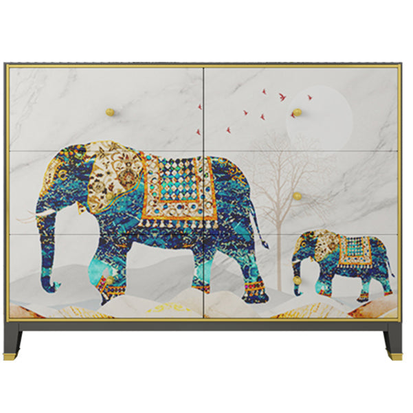 6-Drawer Engineered Wood Sideboard 47.5"L Modern Buffet for Living Room Ivory Clearhalo 'buffet_sideboard' 'Buffets & Sideboards' 'furn' 'furn_buffet_sideboard' 'Furniture' 'Kitchen & Dining Furniture' 5768295