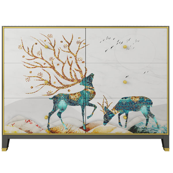 6-Drawer Engineered Wood Sideboard 47.5"L Modern Buffet for Living Room White Clearhalo 'buffet_sideboard' 'Buffets & Sideboards' 'furn' 'furn_buffet_sideboard' 'Furniture' 'Kitchen & Dining Furniture' 5768299