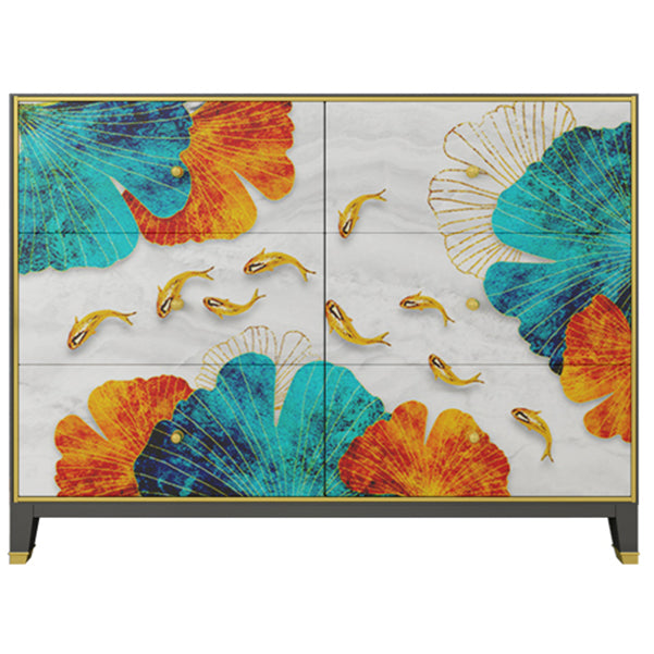 6-Drawer Engineered Wood Sideboard 47.5"L Modern Buffet for Living Room Matte White Clearhalo 'buffet_sideboard' 'Buffets & Sideboards' 'furn' 'furn_buffet_sideboard' 'Furniture' 'Kitchen & Dining Furniture' 5768306