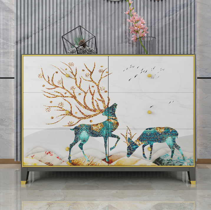 6-Drawer Engineered Wood Sideboard 47.5"L Modern Buffet for Living Room Clearhalo 'buffet_sideboard' 'Buffets & Sideboards' 'furn' 'furn_buffet_sideboard' 'Furniture' 'Kitchen & Dining Furniture' 5768308