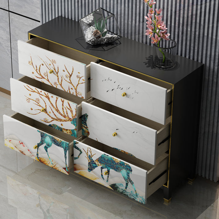 6-Drawer Engineered Wood Sideboard 47.5"L Modern Buffet for Living Room Clearhalo 'buffet_sideboard' 'Buffets & Sideboards' 'furn' 'furn_buffet_sideboard' 'Furniture' 'Kitchen & Dining Furniture' 5768309