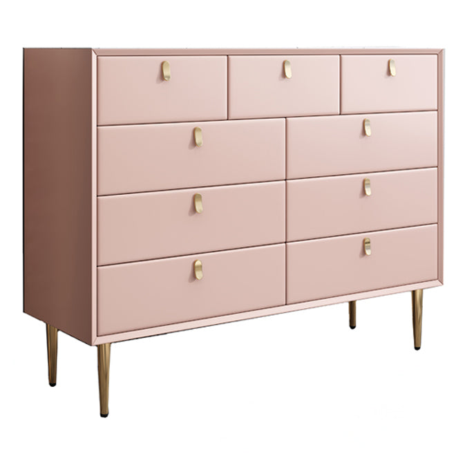 Modern Stone Wood Sideboard 9-Drawer Dining Room Buffet Server,47"L x 15.7"W x 36.6"H Pink Clearhalo 'buffet_sideboard' 'Buffets & Sideboards' 'furn' 'furn_buffet_sideboard' 'Furniture' 'Kitchen & Dining Furniture' 5768455
