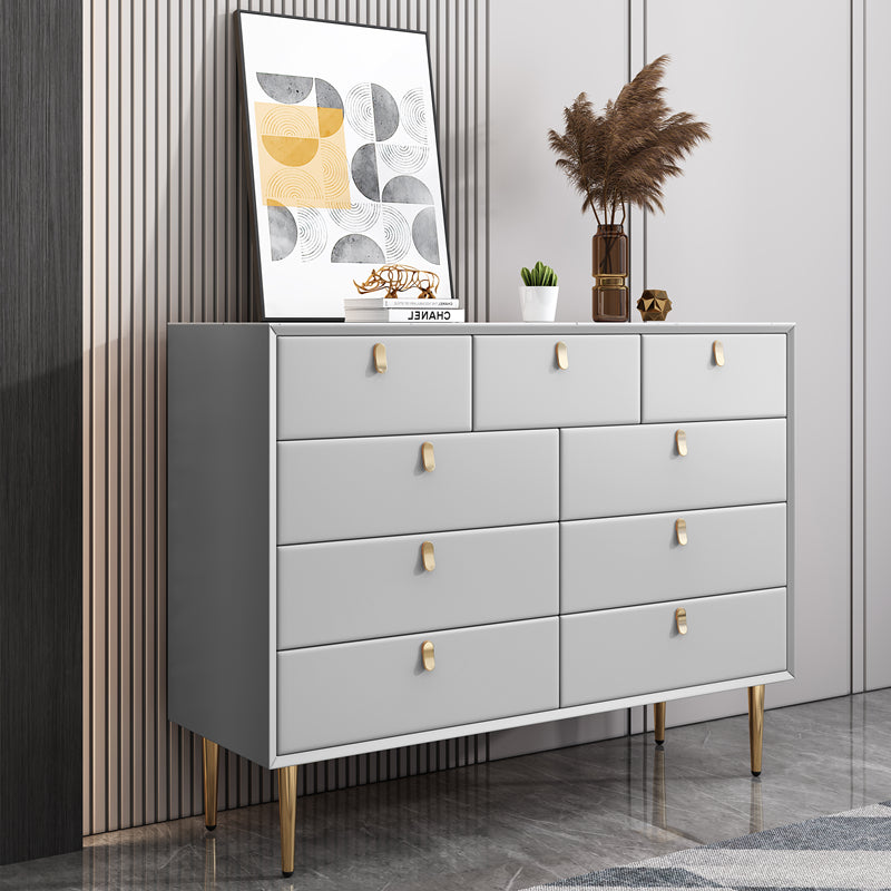Modern Stone Wood Sideboard 9-Drawer Dining Room Buffet Server,47"L x 15.7"W x 36.6"H Light Gray Clearhalo 'buffet_sideboard' 'Buffets & Sideboards' 'furn' 'furn_buffet_sideboard' 'Furniture' 'Kitchen & Dining Furniture' 5768460