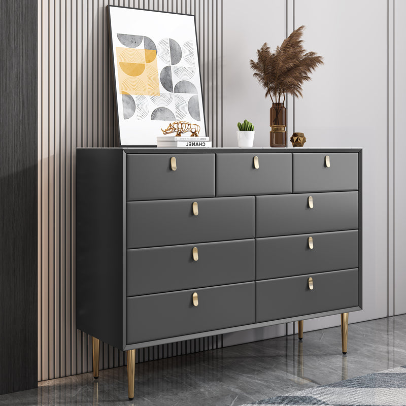 Modern Stone Wood Sideboard 9-Drawer Dining Room Buffet Server,47"L x 15.7"W x 36.6"H Dark Gray Clearhalo 'buffet_sideboard' 'Buffets & Sideboards' 'furn' 'furn_buffet_sideboard' 'Furniture' 'Kitchen & Dining Furniture' 5768462
