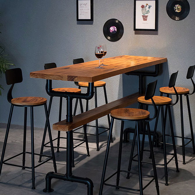 Industrial 1/2/3 Pieces Solid Wood Bar Table Set Round Counter Set Clearhalo 'Bar Furniture' 'furn' 'furn_home_bar_bar_sets' 'Furniture' 'Home Bars & Bar Sets' 'home_bar_bar_sets' 'Kitchen & Dining Furniture' 5768476