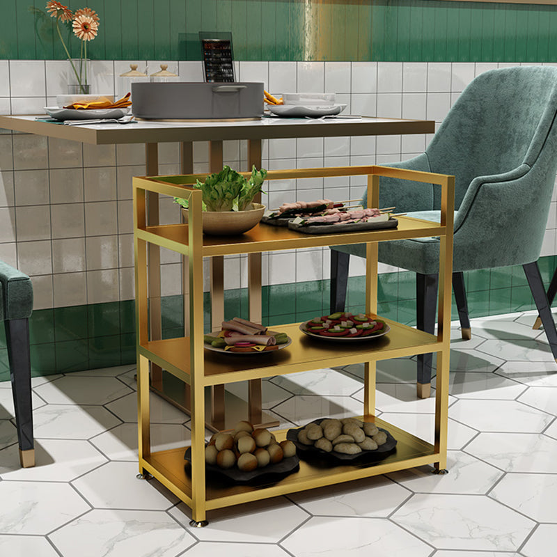 25.59"H Portable Modern Prep Table Metal Rectangular Prep Table with Open Storage