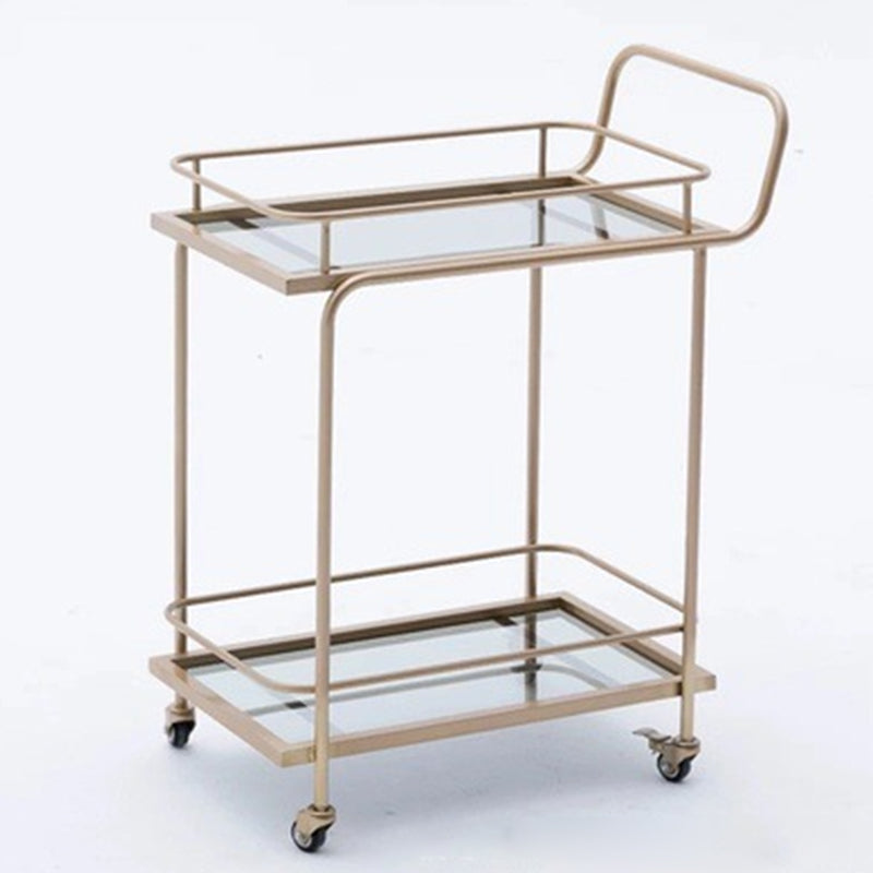 32.28" High Modern Style Prep Table Rolling Stone Prep Table for Dining Room Gold 2 Clear Clearhalo 'furn' 'furn_kitchen_islands_carts' 'Furniture' 'Kitchen & Dining Furniture' 'Kitchen Islands & Carts' 'kitchen_islands_carts' 5768970